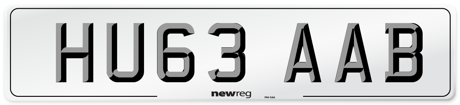 HU63 AAB Number Plate from New Reg